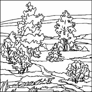 Рисунки пейзаж раскраска