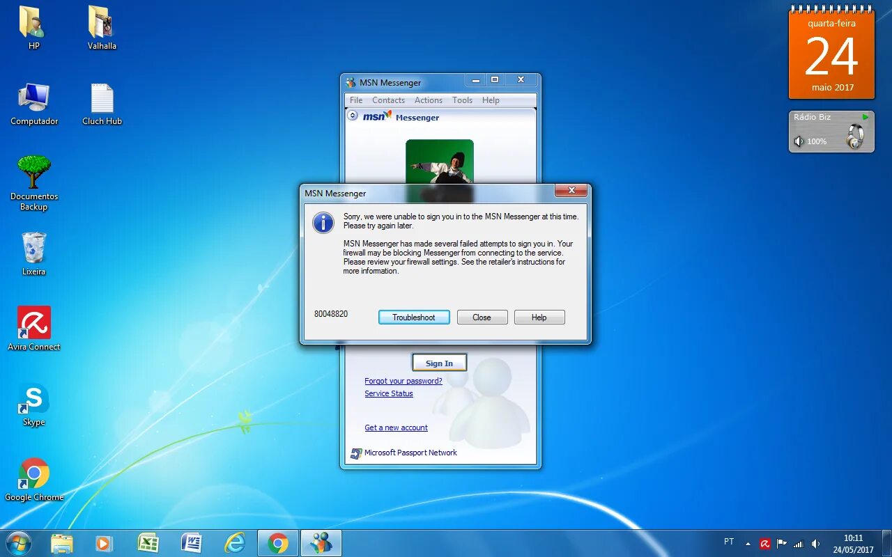 Unable to sign