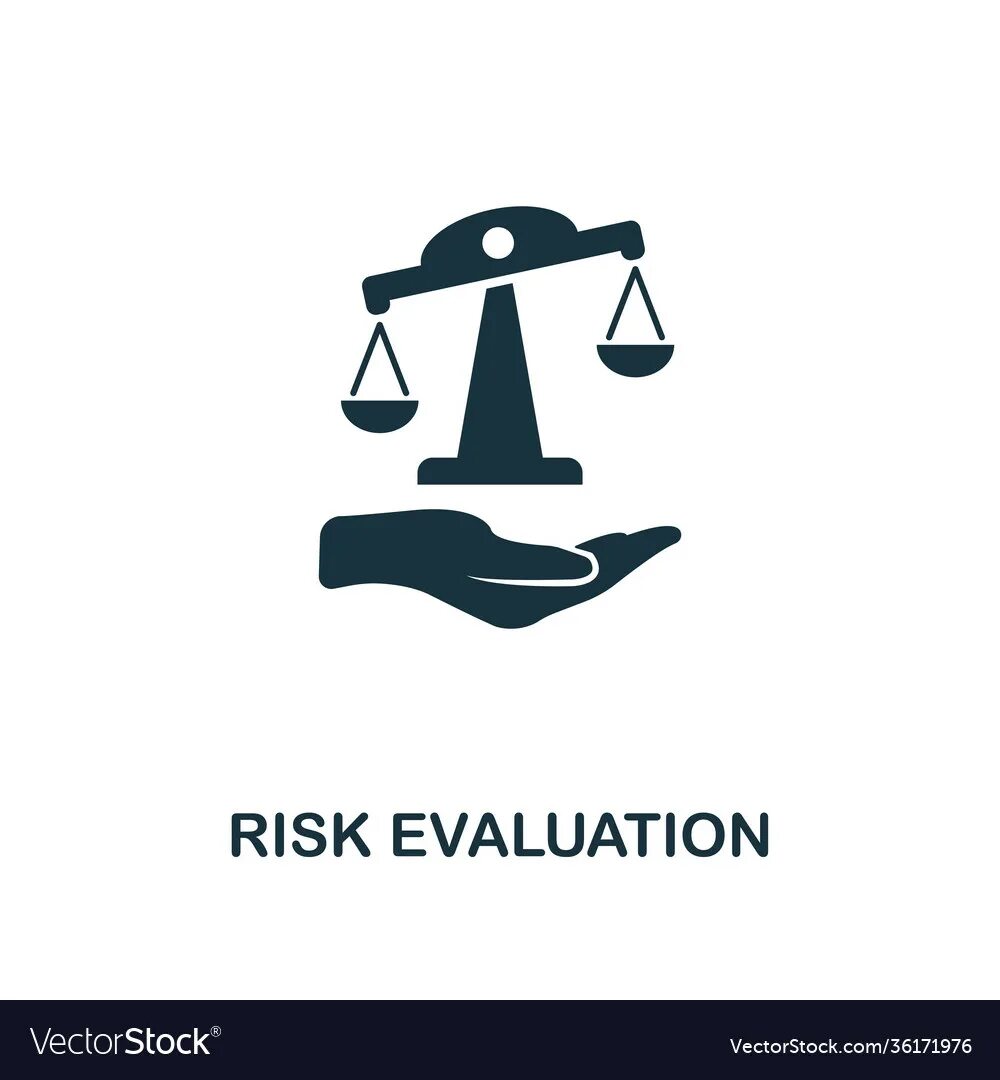 Risk evaluation. Evaluation icon.