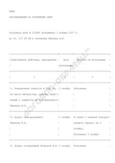 План расследования