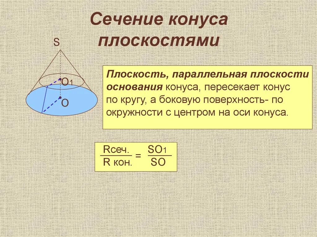 Сечение параллельное основанию является. Сечение конуса параллельно основанию. Сечение конуса плоскостью. Сечение конуса плоскостью параллельной основанию. Сечение конуса плоскостью основания.