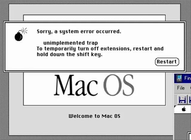 Ос 1 ошибка. Ошибка mac. ошибка mac os. ошибка макинтош. мак ос 9.1.