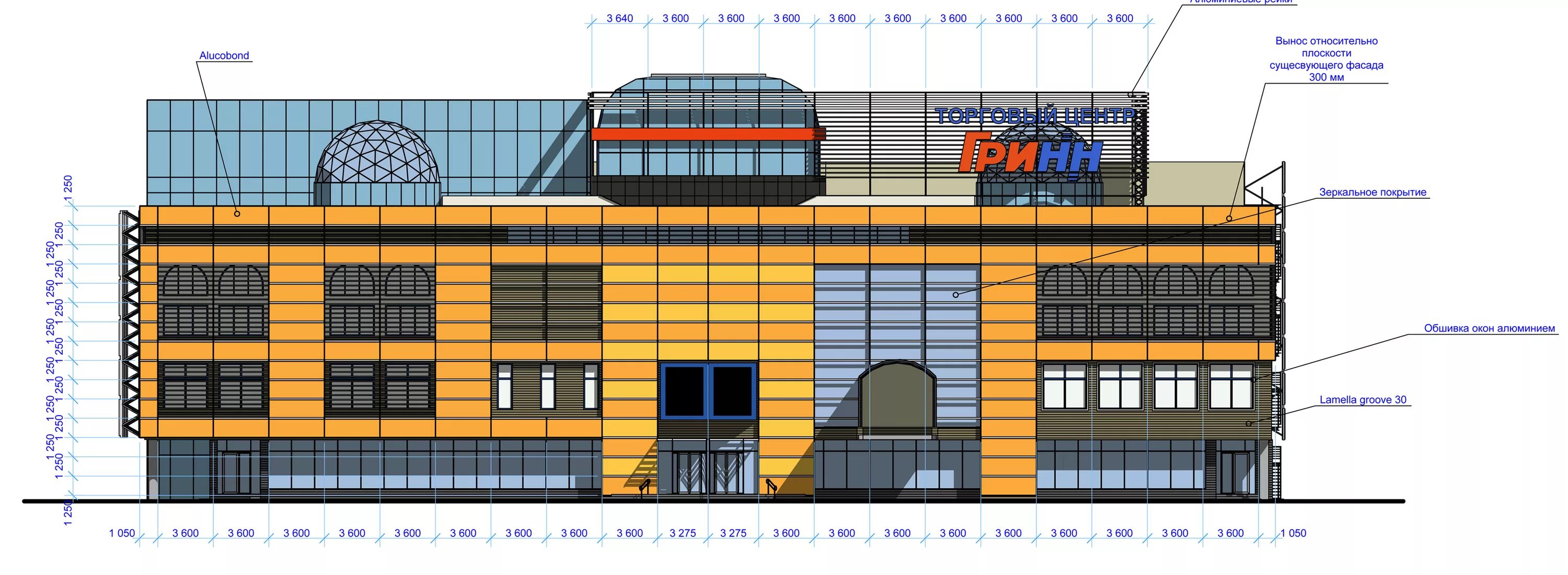 Реконструкция тц. Анализ фасадов зданий. Фасады существующих кинотеатров. Как показать на фасаде часть существующего здания. Пример реконструкции торговых комплексов.