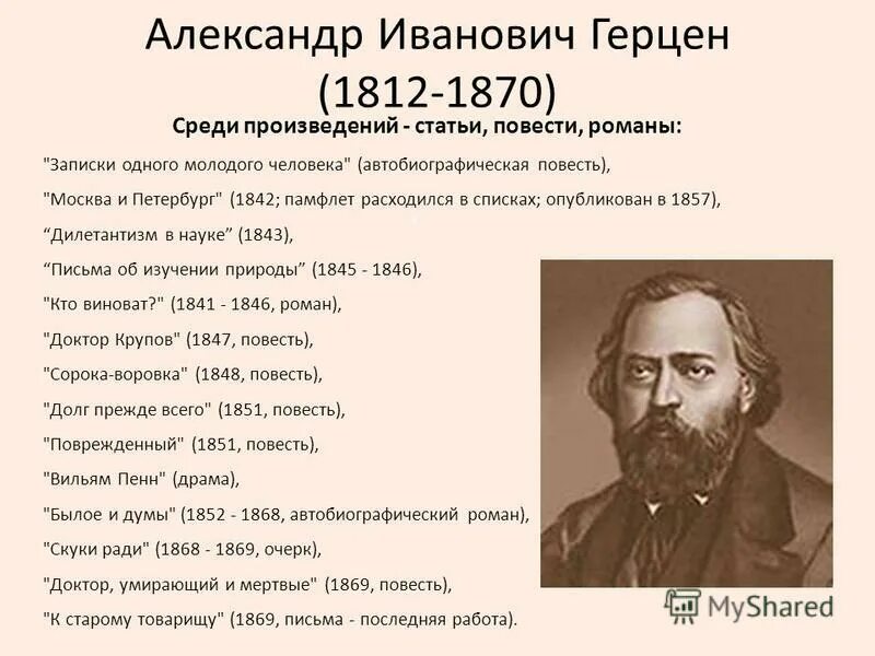 Первое произведение герцена. Герцен портрет писателя.