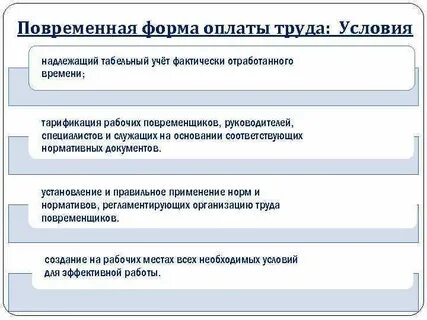 Что является условием применения повременной оплаты труда