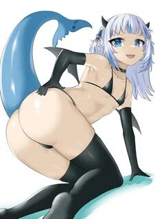 ...black legwear, blue eyes, butt, demon wings, eyebrows visible through ha...