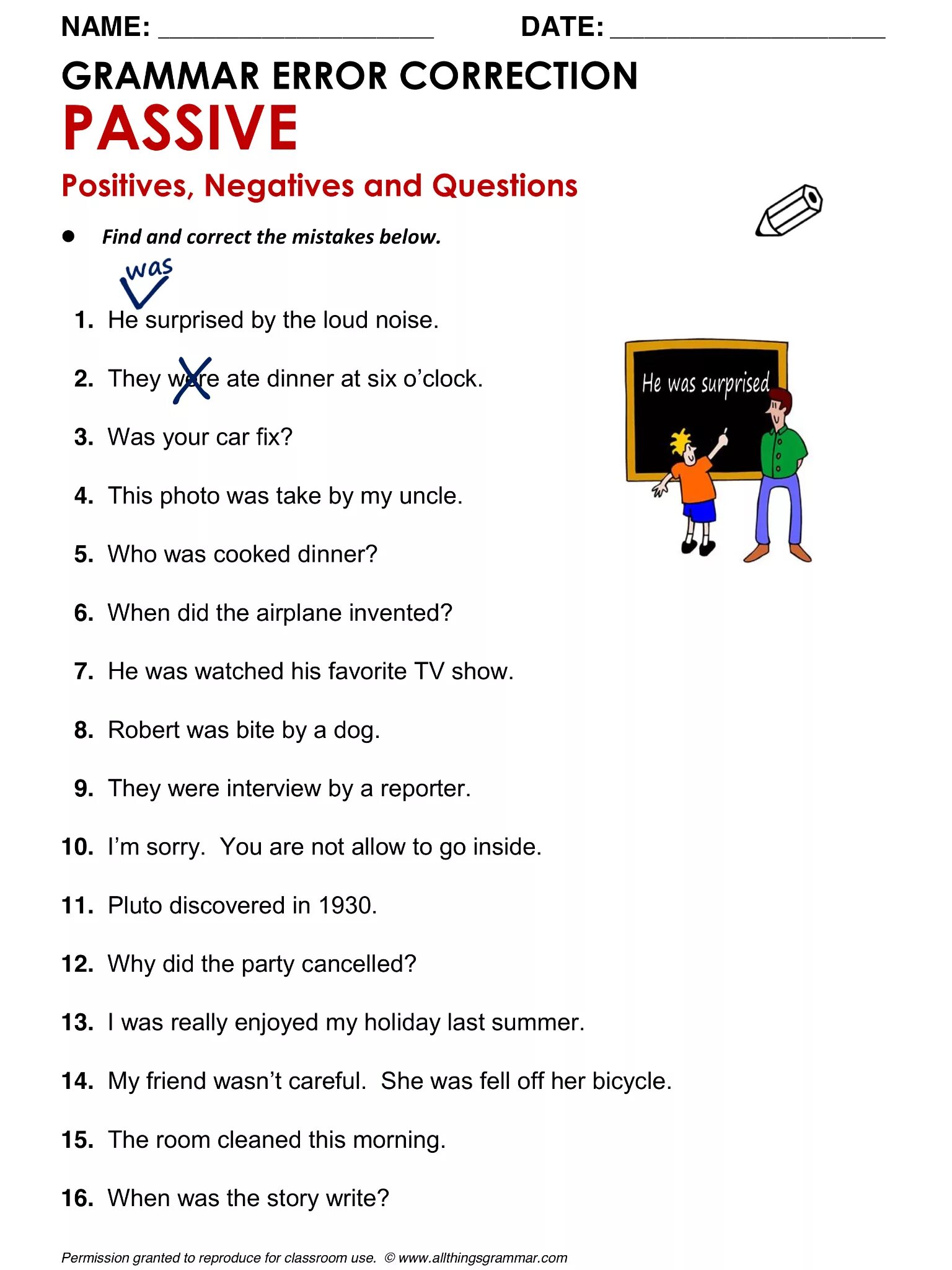 Find and correct the mistakes below. Worksheets грамматика. Пассивный залог в английском языке Worksheets. Пассивный залог в английском языке упражнения. Grammar Worksheet Passive.