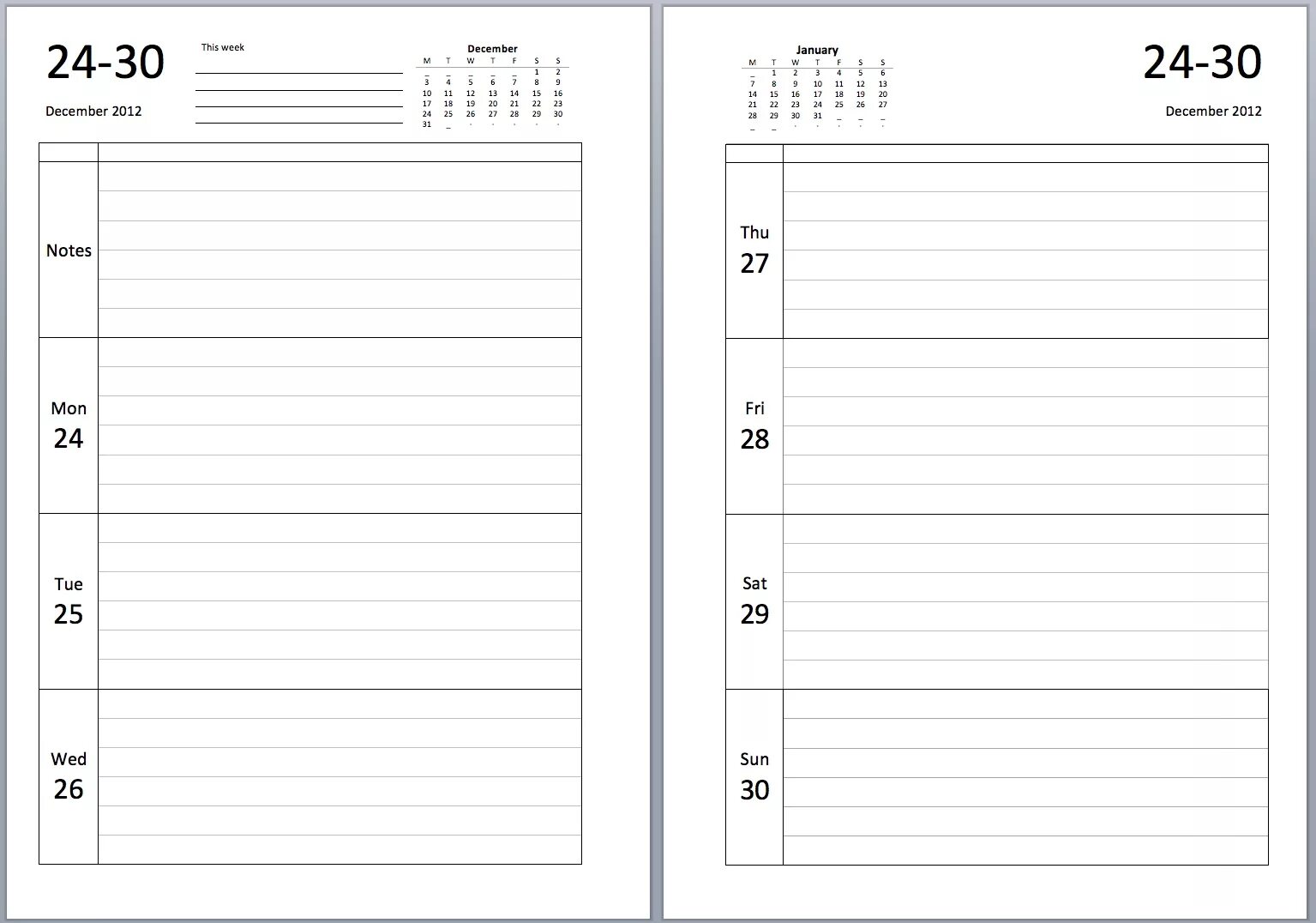 Diary pages