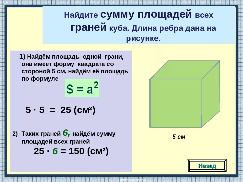 Найдите площадь поверхности куба с ребром 4. Как найти площадь Куба. Найти площадь грани Куба. Как найтимплощадь Куба. Площадь грани Куба формула.