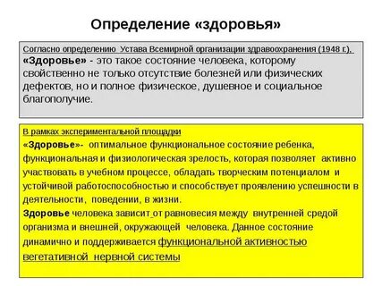 Понятие здоровья в уставе воз