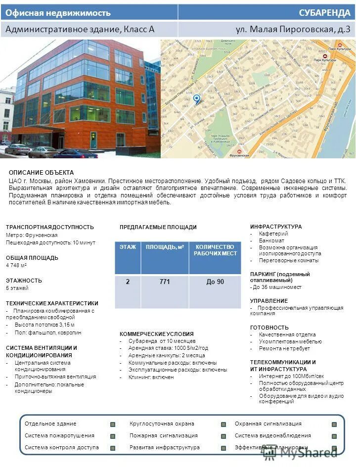 описание объекта здания