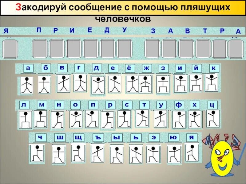 С помощью специального кода. Закодировать слово. Закодировать сообщения с помощью пляшущих человечков. Кодирование с помощью пляшущих человечков. Закодировать изображение по информатике.