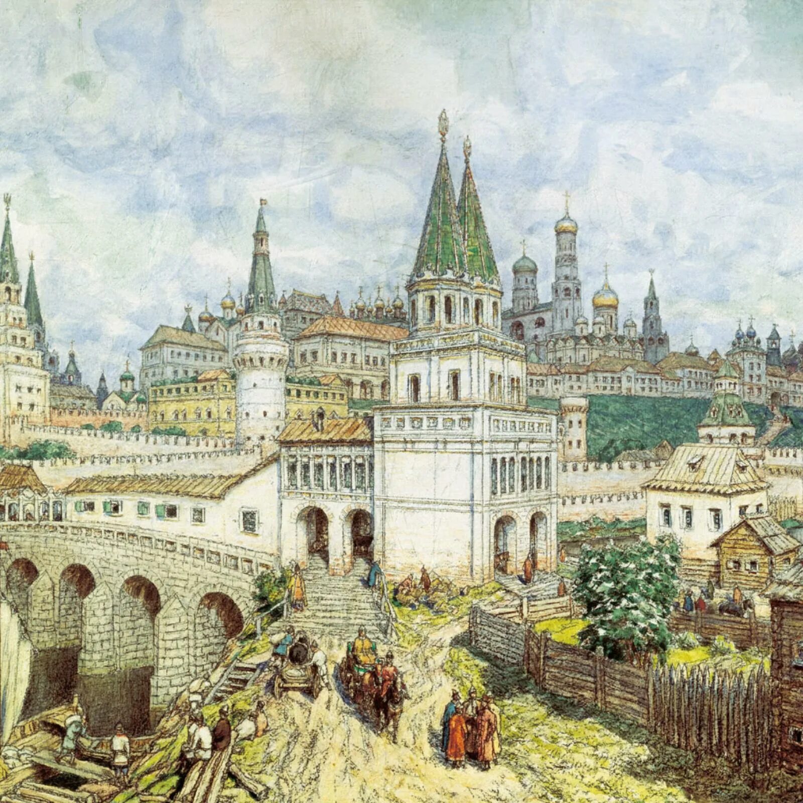 Кремль из какого камня. Расцвет Кремля Всехсвятский мост и Кремль в конце 17 века.