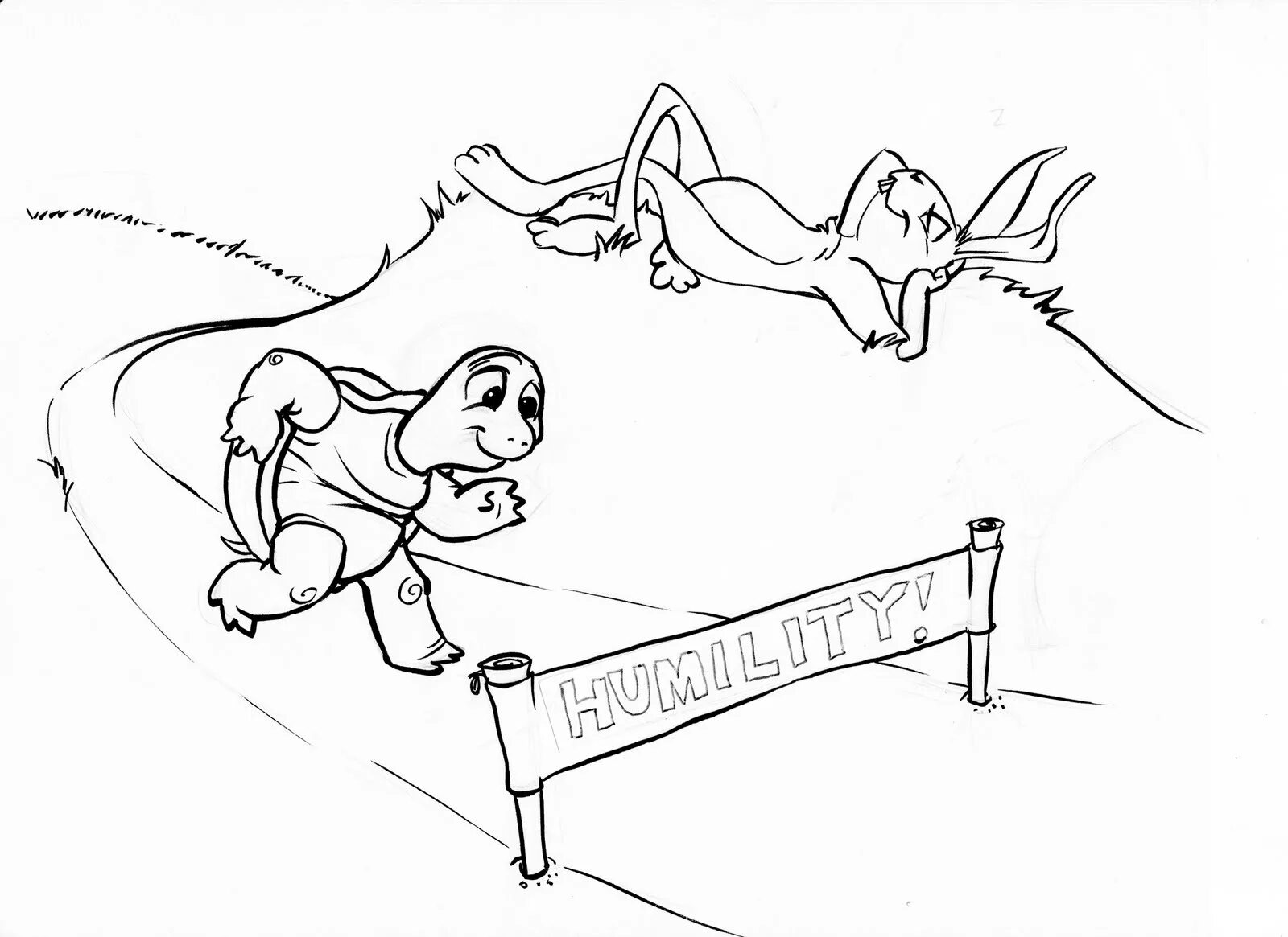 Рисунок к пословице тише едешь дальше будешь. Заяц и черепаха раскраска. Иллюстрация заяц и черепаха. Басня заяц и черепаха раскраска.