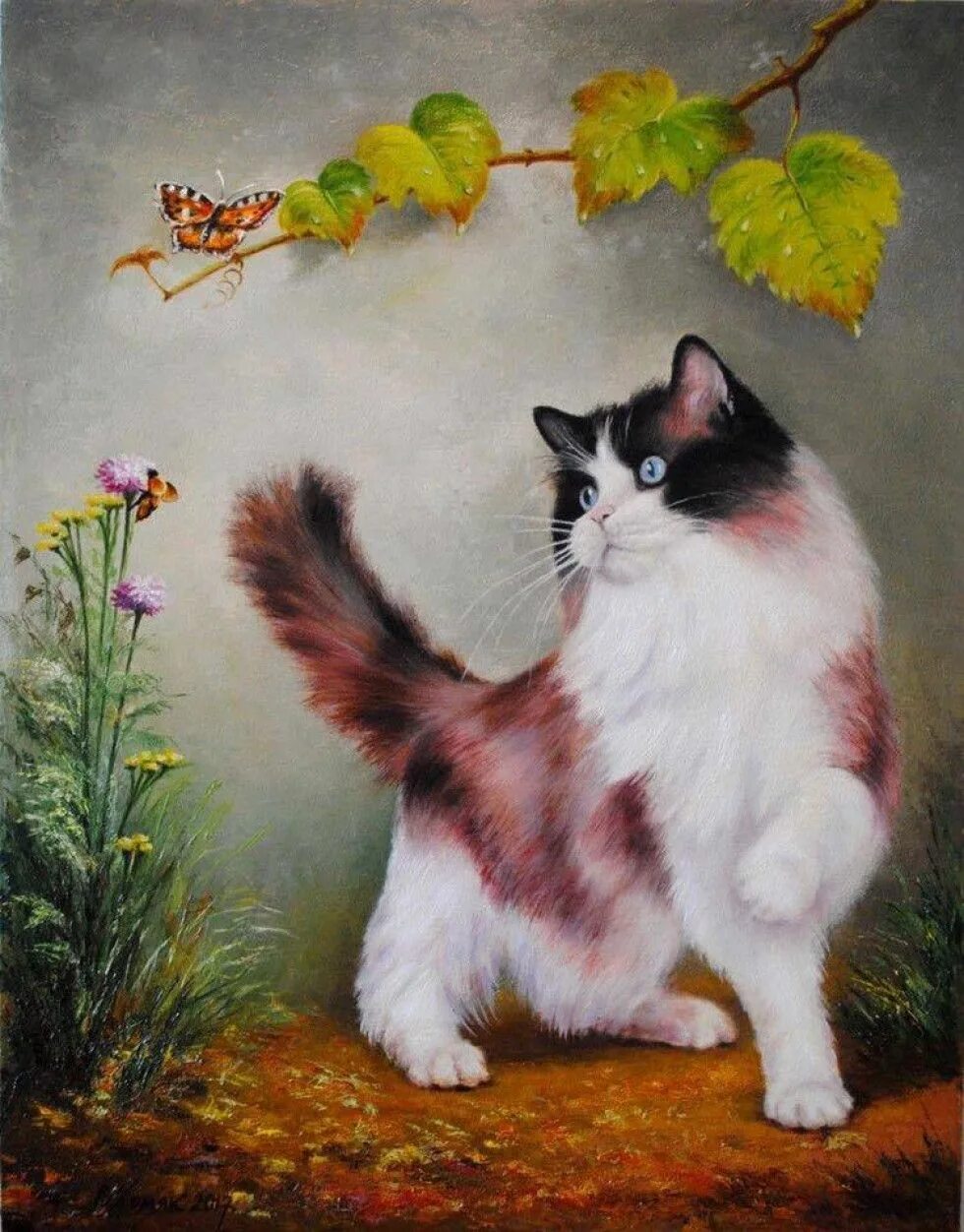 Котенок с бабочкой. Красивые кошки картины. Картины с кошками. Красивые кошки картины. Красивые кошки картины.