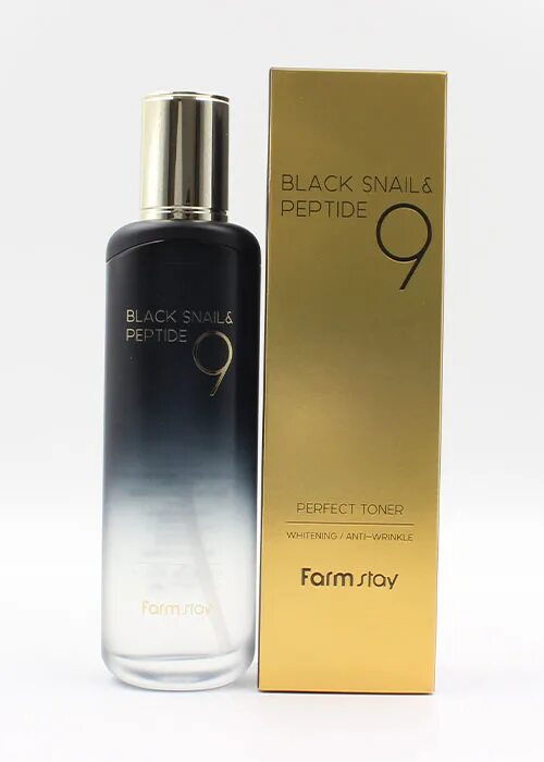 Farmstay Black Snail & peptide9 perfect Toner. Black Snail Peptide 9 Toner. Black Snail Peptide 9 крем. Омолаживающий тонер с комплексом из 9 пептидов, 120мл, Farmstay.