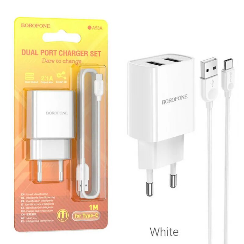 Borofone зарядка type c. Сзу borofone ba53a, 2usb, 2.1a + lightning 1м, белый. borofone ba53a 2usb 2.1a. , сзу borofone ba53a, 2usb, 2.1a + microusb 1м, черный. сетевое зарядное устройство borofone a53 + type-c.