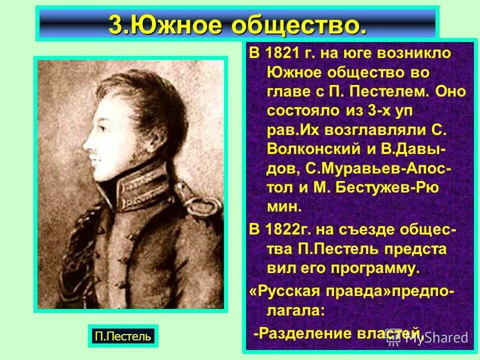 Причина южное общество. Пестель Южное общество. Пестель программа Южного общества. Южное общество Декабристов Пестель. Пестель и Волконский.