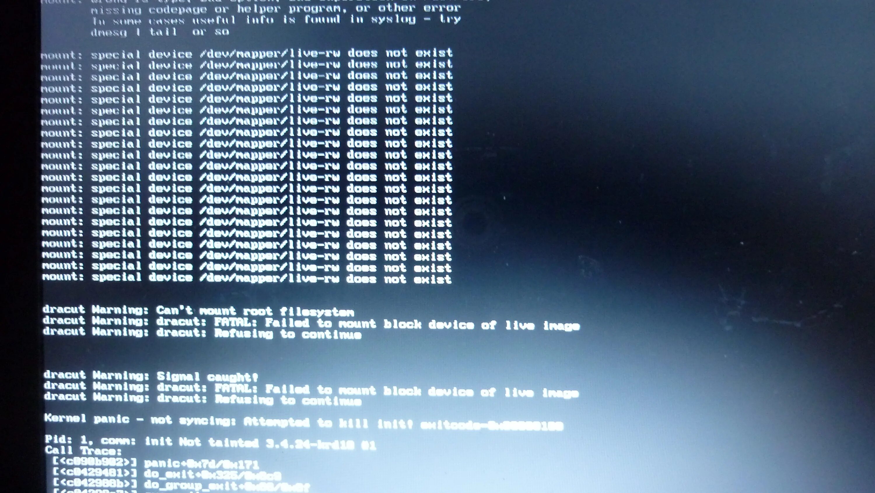 Изображение not exist. Mount Special device does not exist. Does not exist. Redos Dracut.