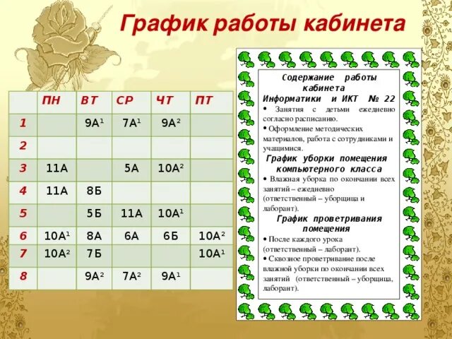 График работы кабинета. График работы кабинета информатики. График занятости кабинета информатики в школе. Расписание работы кабинета. Режим работы каб