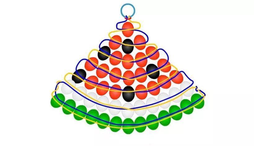 Долька арбуза из бисера. Бисера плетение для начинающих арбуз. Фигурки из бисера легкие. Как сплести из бисера арбуз. Браслет из бисера арбуз.