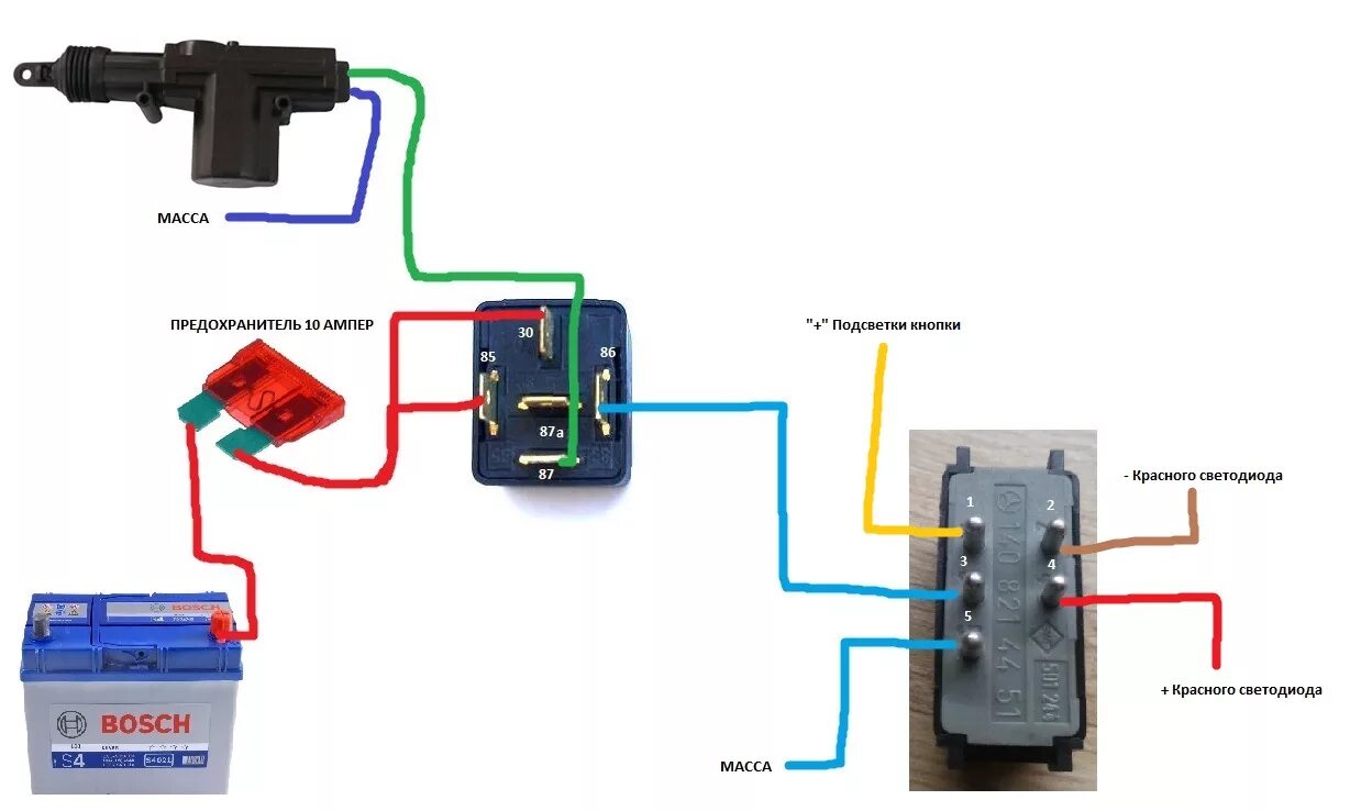 Схема подключения стеклоподъемника через реле 4 контактное. Подключение стеклоподъемников через 1 реле. Реле стеклоподъемников ВАЗ 2108. Схема подключения кнопки стеклоподъемника 5 контактов.