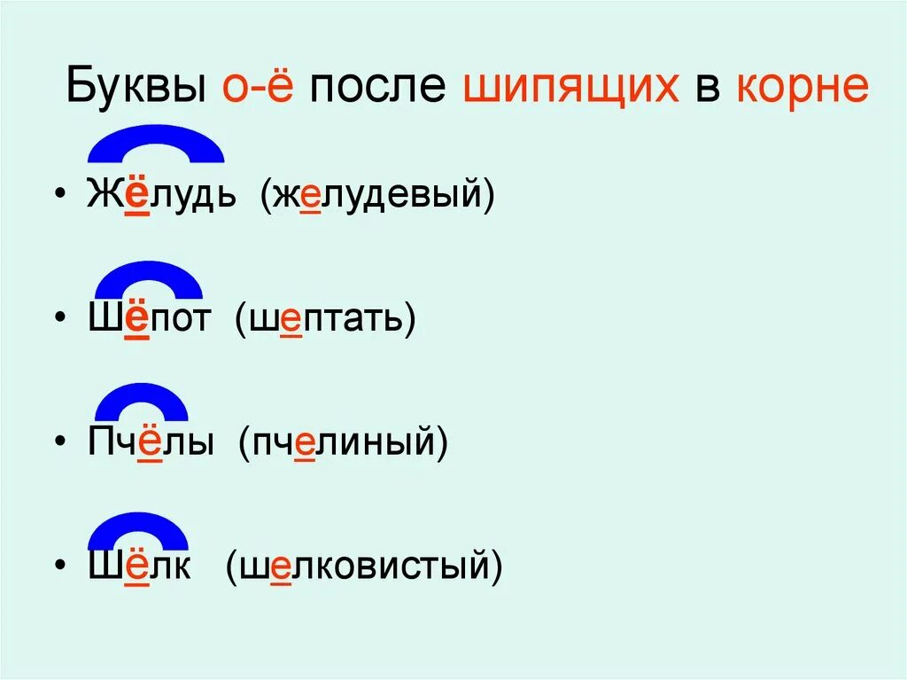 О Е Ё после шипящих в корне. Буквы о е ё после шипящих в корне. О-Ё после шипящих в корне примеры. Буквы ё о после шипящих в корне слова примеры. Пошел корень слова