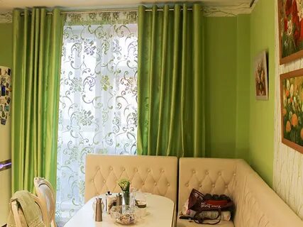 Зеленая кухня какие шторы