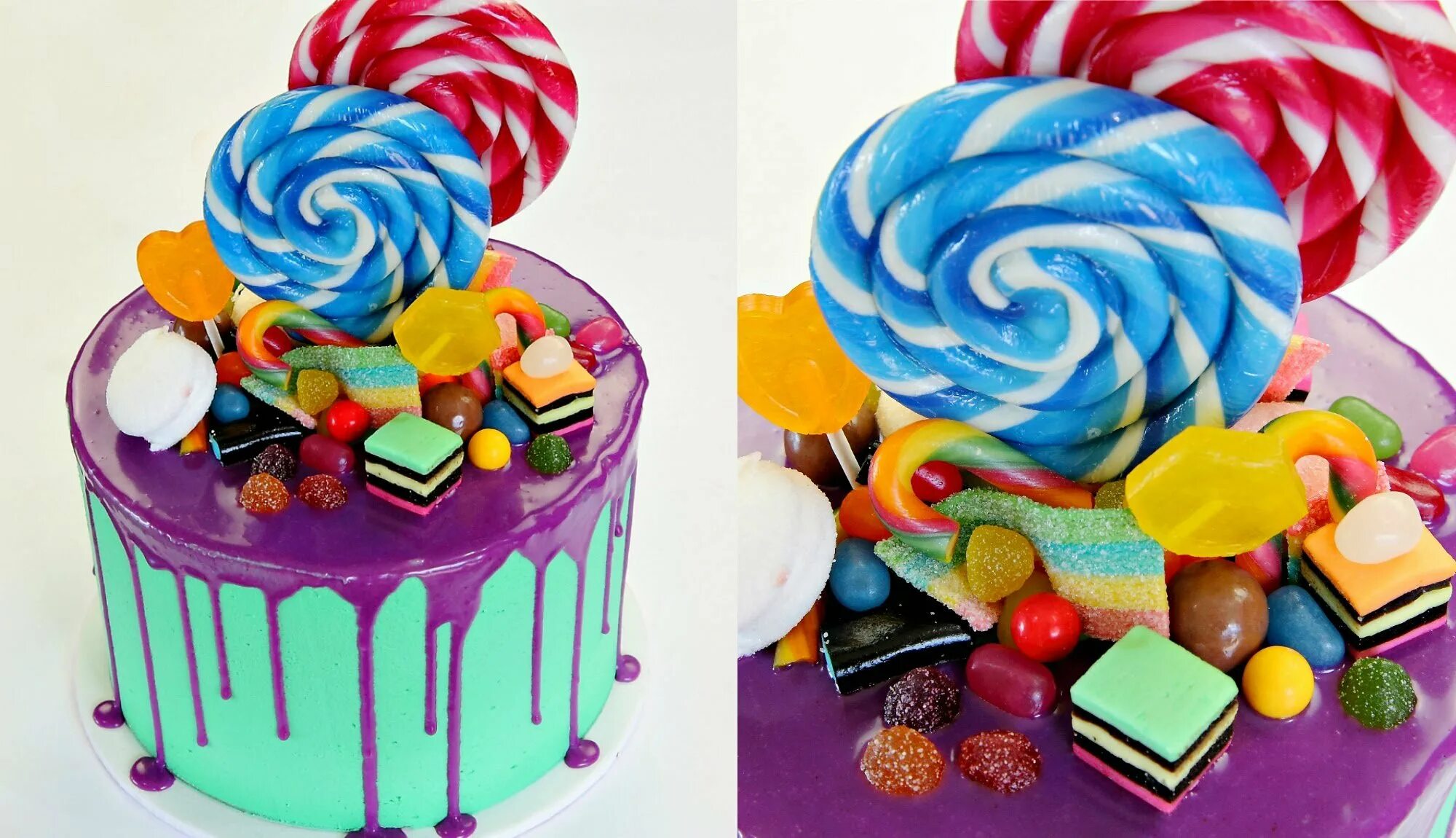 Цветное день рождения. Украшение торта сладостями. Украшение детского торта. Украшение торта леденцами. Украшение торта мармеладом.