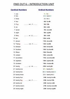 Match the cardinal numbers to the