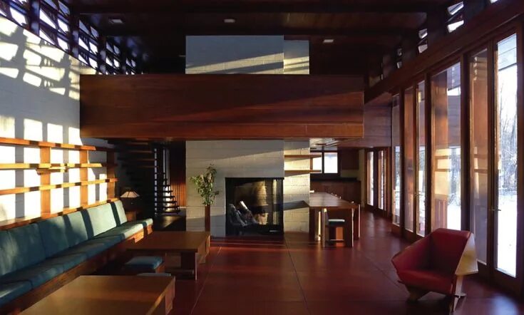 Дом райта интерьер A Frank Lloyd Wright Usonian Home, the Zimmerman House Frank lloyd wright interi