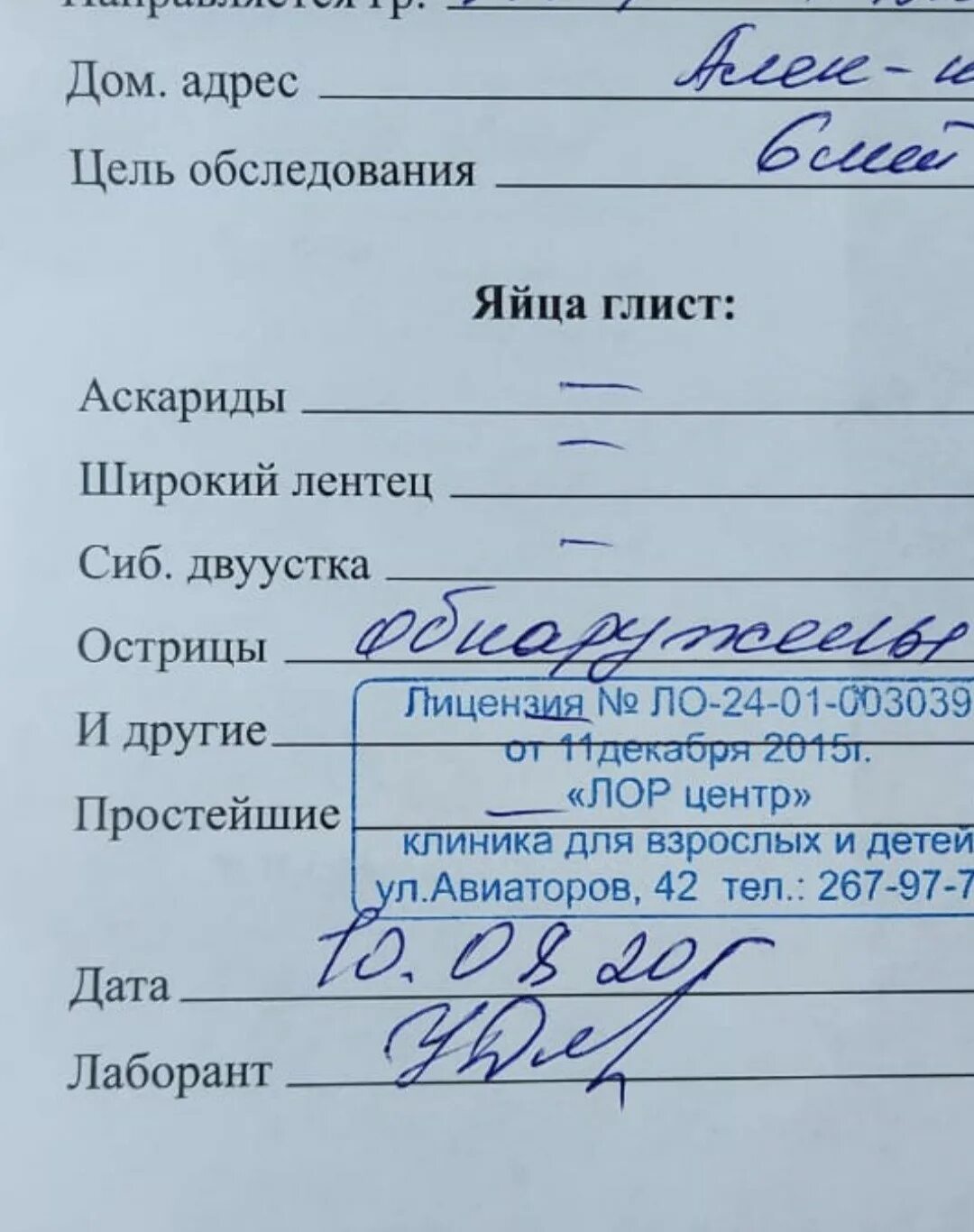 Как выглядит справка энтеробиоз Обязательные справки для детей Водноспортивный оздоровительный комплекс "ОЛИМП