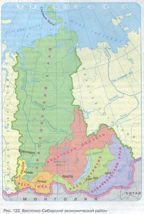 Какие республики входят в восточную сибирь. Граница Восточно Сибирского экономического района. Восточная Сибирь экономический район карта. Восточно-Сибирский экономический район карта. Восточно-Сибирский экономический район на карте России.
