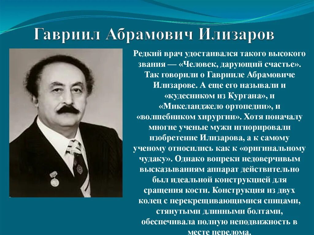 Знаменитые люди Зауралья Илизаров. Знаменитые люди города Кургана и Курганской области. Знаменитые люди Курганской области сообщение. Биография гавриила абрамовича илизарова известного