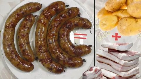 Картофельная колбаса в кишке со шкварками
