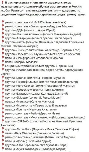Список запрещенных музыкальных. Список запрещенных артистов. список нежелательных артистов. список запрещенных артистов в россии. список запрещенных артистов музыкантов.