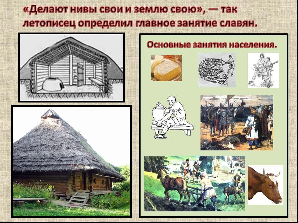 Что такое основные занятия. Быт и нравы древней руси презентация 6 класс. древние славяне быт. жилище и быт древних славян. занятия славян.