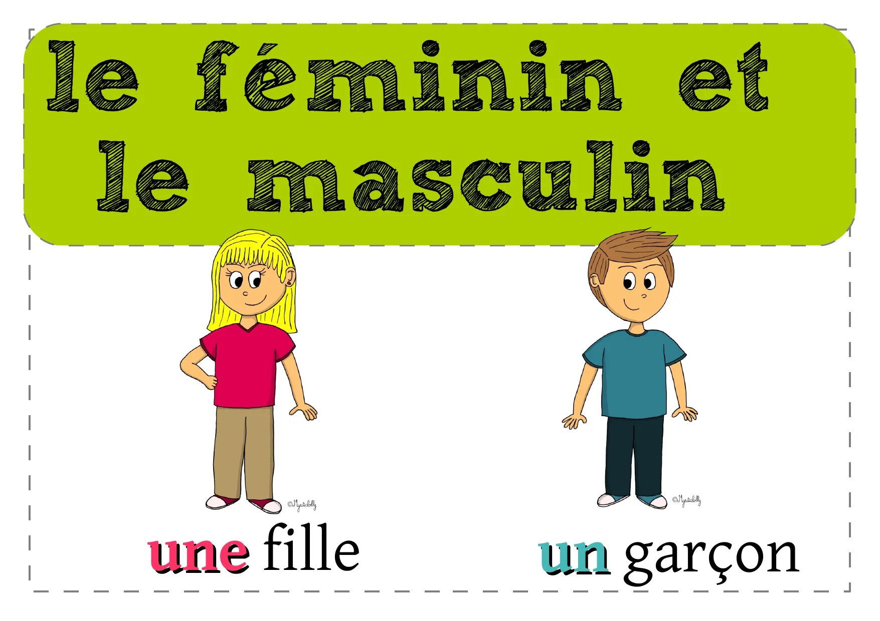 D une fille. Une. un garçon bгun. masculin féminin how old are you.