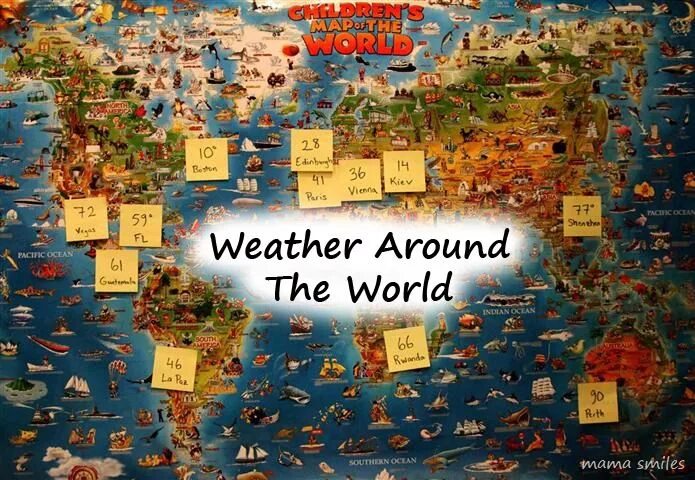 The weather around the world. Weather map for kids. The weather around the world. Карта прогноз погоды для детей. Weather forecast map for kids.