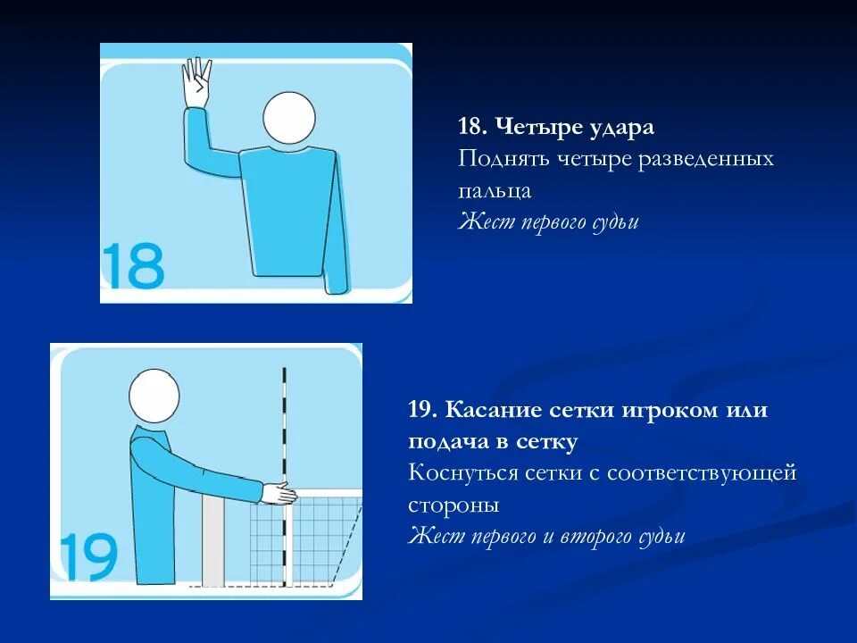 Что означают жесты в волейболе. Жесты судьи в волейболе. Жест судьи касание сетки. Волейбольные судейские жесты. Судейство в волейболе жесты.