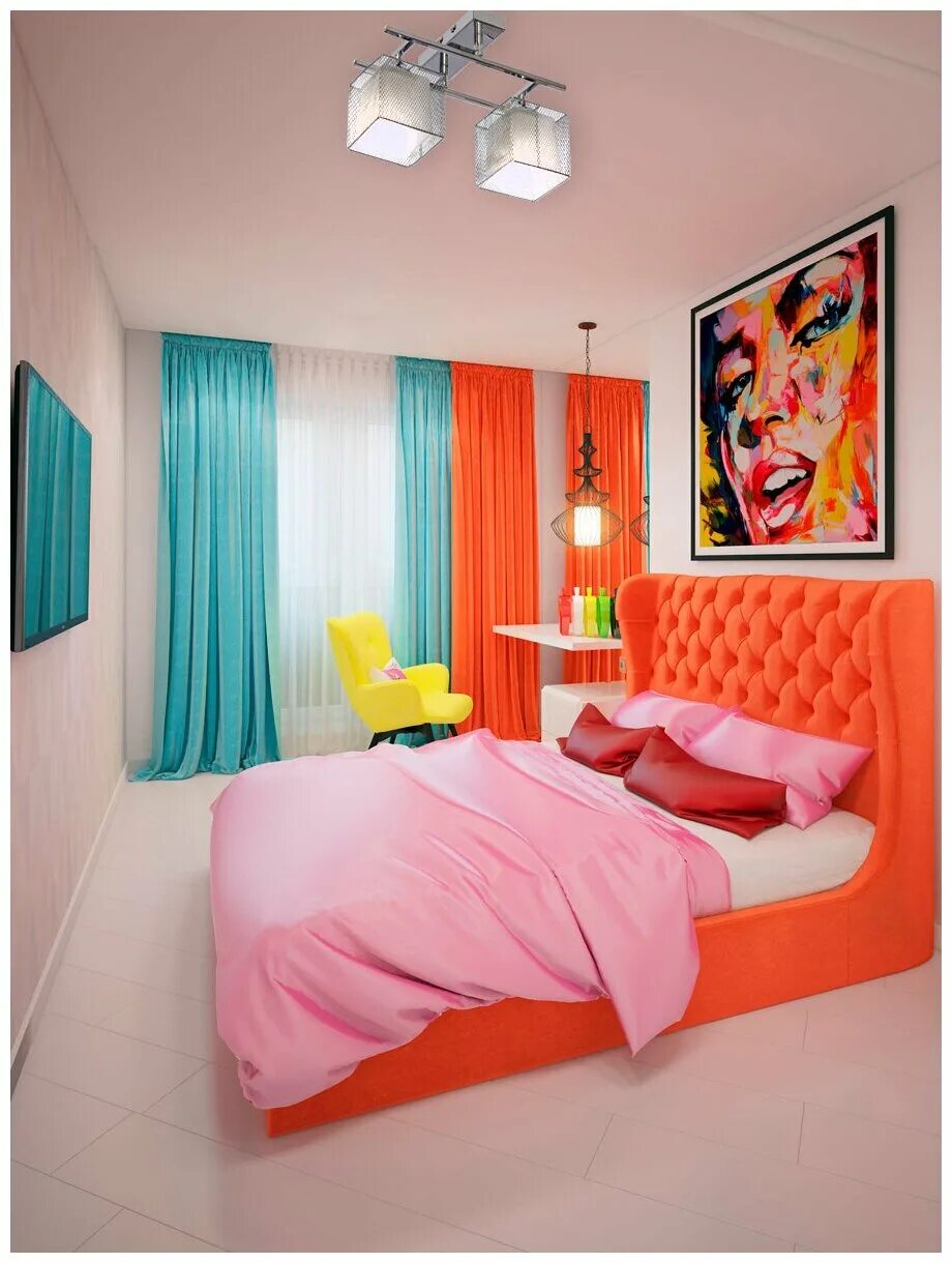 Bedroom pop. Спальня в ярких цветах. Спальня в стиле поп арт. Комната в ярких тонах. Яркая спальня в современном стиле.