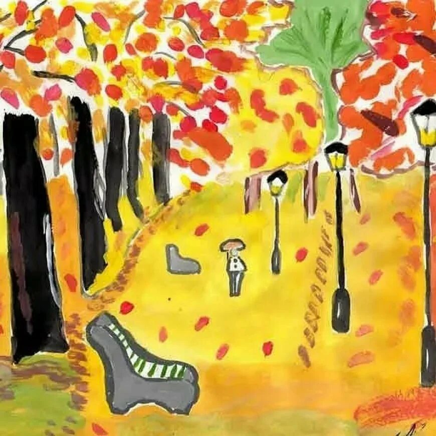 Рисунок осень. Осенний пейзаж для детей. Осень рисунок для детей. Рисунок на тему краски осени. Золотая осень легкие