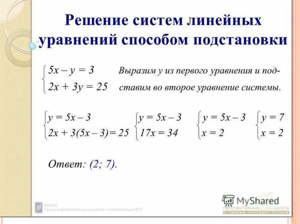 Как решать систему линейных уравнений. Решение уравнений и систем уравнений линейных. Решение систем двух линейных уравнений методом подстановки. Решение систем линейных уравнений способом подстановки. Решите систему способом постановки