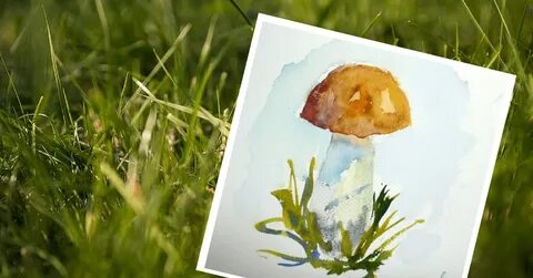 Рисуем гриб красками