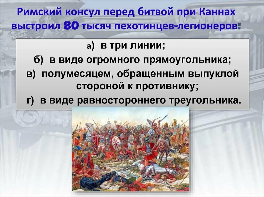 Римский Консул перед битвой при Каннах. Рим сильнейшая держава Средиземноморья тест. Римский Консул перед битвой Каннах выстрел 80000 пехотинцев. 5 класс презентация ганнибал битва при каннах