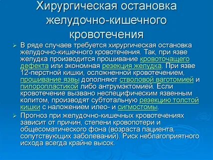 Препараты для остановки желудочно кишечного кровотечения