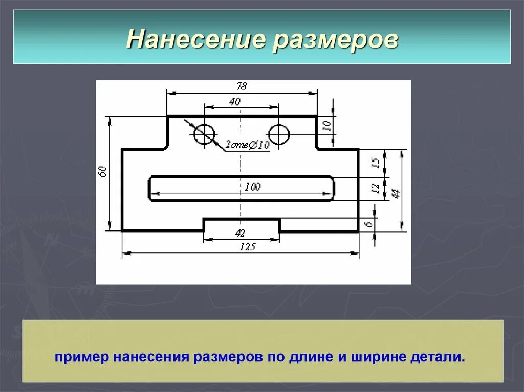 Нанесение размеров пример. Простановка размеров. Нанесение размеров на чертежах. Размер детали по ширине.