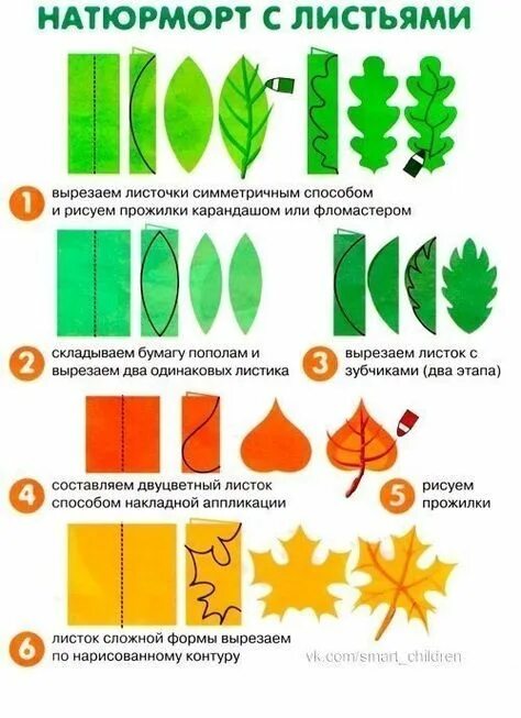 Схемы листьев из бумаги Схемы листьев из бумаги