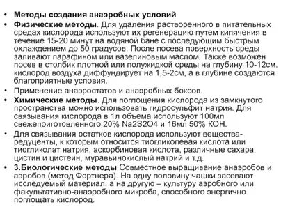 Методы создания бескислородных условий для культивирования анаэробов