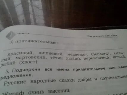 Подчеркни все имена прилагательные